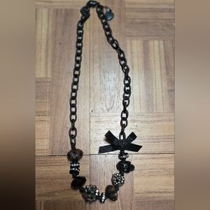 Vintage Betsey Johnson Skull and charm necklace